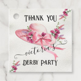 Etiquetas Para Lembrancinhas Chá de Bebê Derby de Chapéu Floral Rosa
