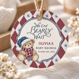 Etiquetas Para Lembrancinhas Chá de Bebê do Ursinho de Natal Préppy Menino