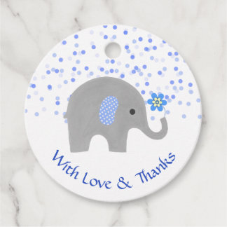Etiquetas Para Lembrancinhas Chá de Bebê Elefante Azul Confetti