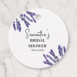 Etiquetas Para Lembrancinhas Chá de Bebê em Aquarela Roxa com Flores de Lavanda
