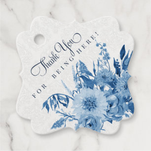 Etiquetas Para Lembrancinhas Chá de Bebê Floral Azul Naval e Branco