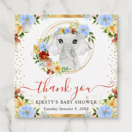 Etiquetas Para Lembrancinhas Chá de Bebê Floral Elefante Cute Jungle Aquarela