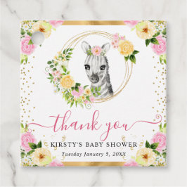 Etiquetas Para Lembrancinhas Chá de Bebê Floral Zebra Cute da Selva em Aquarela