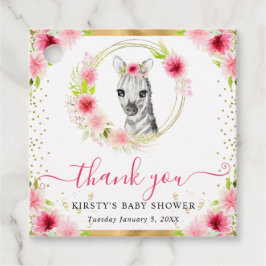 Etiquetas Para Lembrancinhas Chá de Bebê Floral Zebra da Selva Fofo em Aquarela