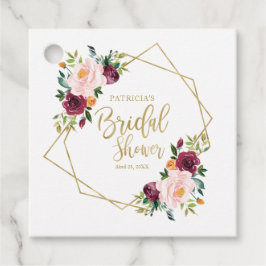 Etiquetas Para Lembrancinhas Chá de Bebê Geométrico Rosa Borgonha Floral Para N