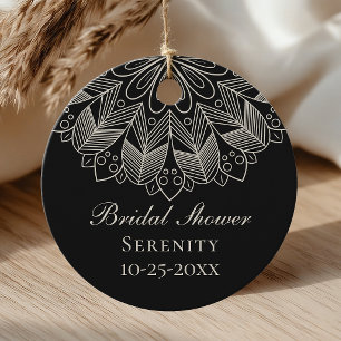 Etiquetas Para Lembrancinhas Chá de Bebê Indiano Boho Mandala Elegante Preto