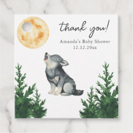 Etiquetas Para Lembrancinhas Chá de Bebê Lobo em Aquarela Obrigado