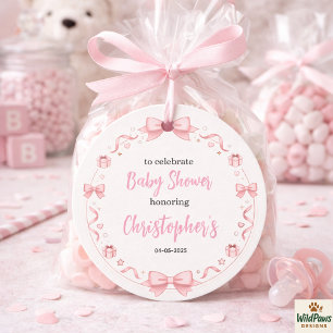 Etiquetas Para Lembrancinhas Chá de Bebê Menina com Laço Rosa – Festa Divertida