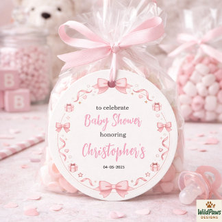 Etiquetas Para Lembrancinhas Chá de Bebê Menina com Laço Rosa – Festa Divertida