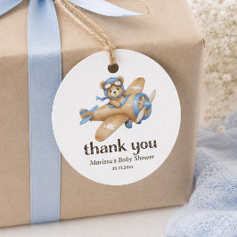 Etiquetas Para Lembrancinhas Chá de Bebê Menino Urso Teddy Piloto Obrigado