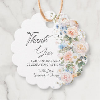 Etiquetas Para Lembrancinhas Chá de Bebê Nupcial Floral Azul Branco Pastel Rosa