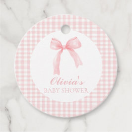 Etiquetas Para Lembrancinhas Chá de bebê preppy com laço rosa e xadrez