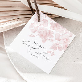 Etiquetas Para Lembrancinhas Chá de Bebê Rosa com Fonte de Letra Floral Elegant