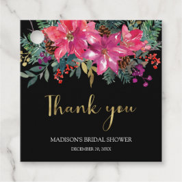 Etiquetas Para Lembrancinhas Chá de Bebê Rosa de Natal com Poinsettia