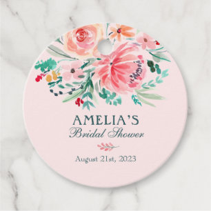 Etiquetas Para Lembrancinhas Chá de Bebê Rosa Verde Floral Aquarela