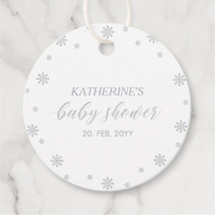 Etiquetas Para Lembrancinhas Chá de Bebê Silver Winter Wonderland Obrigado