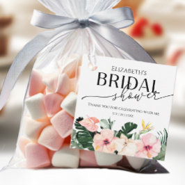 Etiquetas Para Lembrancinhas Chá de Bebê Tropical Hibisco Palmeira obrigada