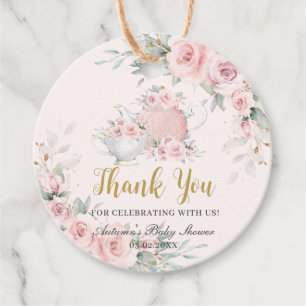 Etiquetas Para Lembrancinhas Chá de Bebê Vintage Floral Cor-de-Rosa para Noiva