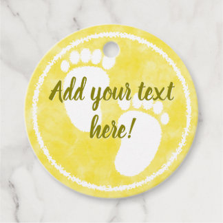 Etiquetas Para Lembrancinhas Chá de fraldas Baby Yellow Watercolor Personalizad