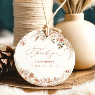 Etiquetas Para Lembrancinhas Chá de fraldas Boho Pampas Grass Obrigado