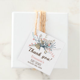 Etiquetas Para Lembrancinhas Chá de fraldas Botânico Peach Pastel Obrigado