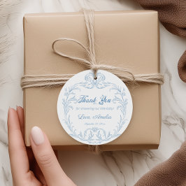 Etiquetas Para Lembrancinhas Chá de fraldas Cinza Clássico Periwinkle Barroco