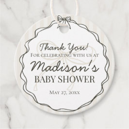 Etiquetas Para Lembrancinhas Chá de fraldas com risca bege Arco coquete preto