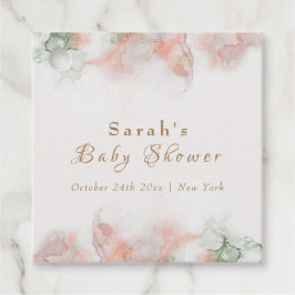 Etiquetas Para Lembrancinhas Chá de fraldas de Aquarela Verde Elegante