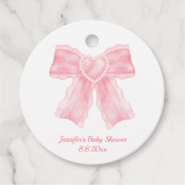 Etiquetas Para Lembrancinhas chá de fraldas de arco de coração cor-de-rosa-d'ág