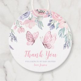 Etiquetas Para Lembrancinhas Chá de fraldas de Borboleta Floral Rosa Púrpura