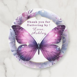 Etiquetas Para Lembrancinhas Chá de fraldas de borboleta roxa Obrigado