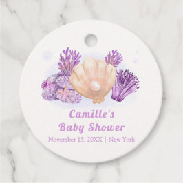 Etiquetas Para Lembrancinhas Chá de fraldas de Célula de Pérolas Retro Roxo