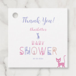 Etiquetas Para Lembrancinhas Chá de fraldas de Cor do Pastel Gato Gato