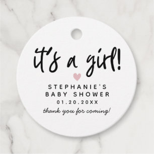 Etiquetas Para Lembrancinhas Chá de fraldas de Coração Rosa Simples