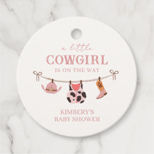 Etiquetas Para Lembrancinhas Chá de fraldas de Cowhide de Clothesline Boho Rosa