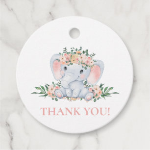 Etiquetas Para Lembrancinhas Chá de fraldas de Elefante Cor Floral Rosa, Agrade