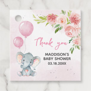 Etiquetas Para Lembrancinhas Chá de fraldas de Elefante Rosa Blush