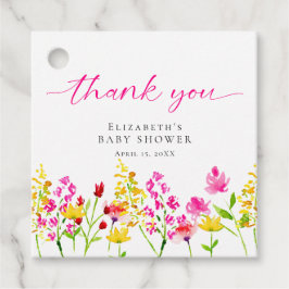 Etiquetas Para Lembrancinhas Chá de fraldas de flor selvagem Cor de água Rosa O