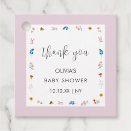 Etiquetas Para Lembrancinhas Chá de fraldas De Flor Selvagem Mínimo Rosa Obriga