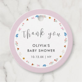 Etiquetas Para Lembrancinhas Chá de fraldas de Flor Selvagem Rosa Simples