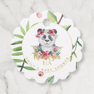 Etiquetas Para Lembrancinhas Chá de fraldas De Flores Rosa Boho Panda Bear Obr