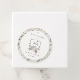 Etiquetas Para Lembrancinhas Chá de fraldas de Folhagem de Hippo Amarelo-Bonito