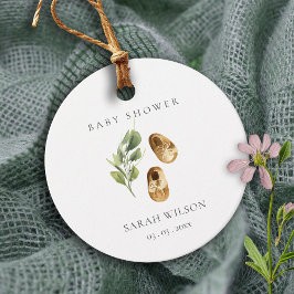 Etiquetas Para Lembrancinhas Chá de fraldas de folhas de Calçados de cor laranj