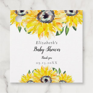 Etiquetas Para Lembrancinhas Chá de fraldas De Girassol Chic Watercolor Floral