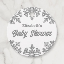 Etiquetas Para Lembrancinhas Chá de fraldas de inverno em Floco de Neve