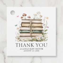 Etiquetas Para Lembrancinhas Chá de fraldas de Livros Florais de Aquarela Obrig