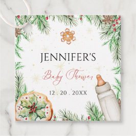 Etiquetas Para Lembrancinhas Chá de fraldas de Natal Sazonal com Aquarela