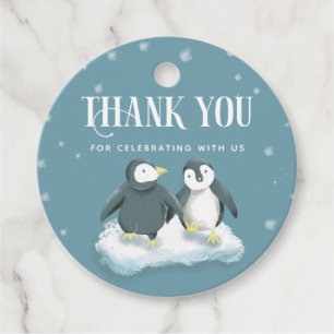 Etiquetas Para Lembrancinhas Chá de fraldas de Pinguins Azul-Inverno-Maravilha
