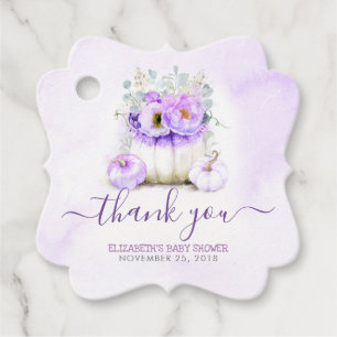 Etiquetas Para Lembrancinhas Chá de fraldas De Pumpkins Purple Floral Obrigado