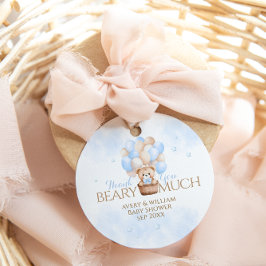 Etiquetas Para Lembrancinhas Chá de fraldas de Teddy Bear Blue Balloon Boy
